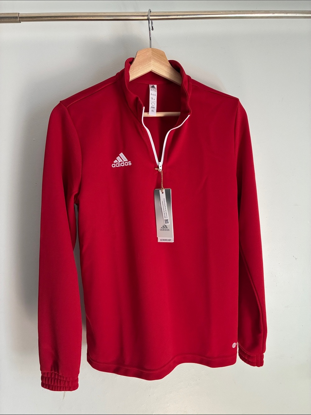 adidas youth Large Red Quarter-Zip Performance Jacket - Entrada 22 training top